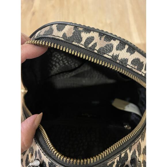 KATE SPADE NEW YORK Black Mini Backpack Women's Animal Print Leather Purse Bag - Picture 6 of 14